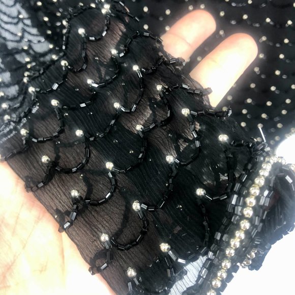 Laurence Kazar Beaded Blouse Top Metallic Medium - Picture 6 of 8